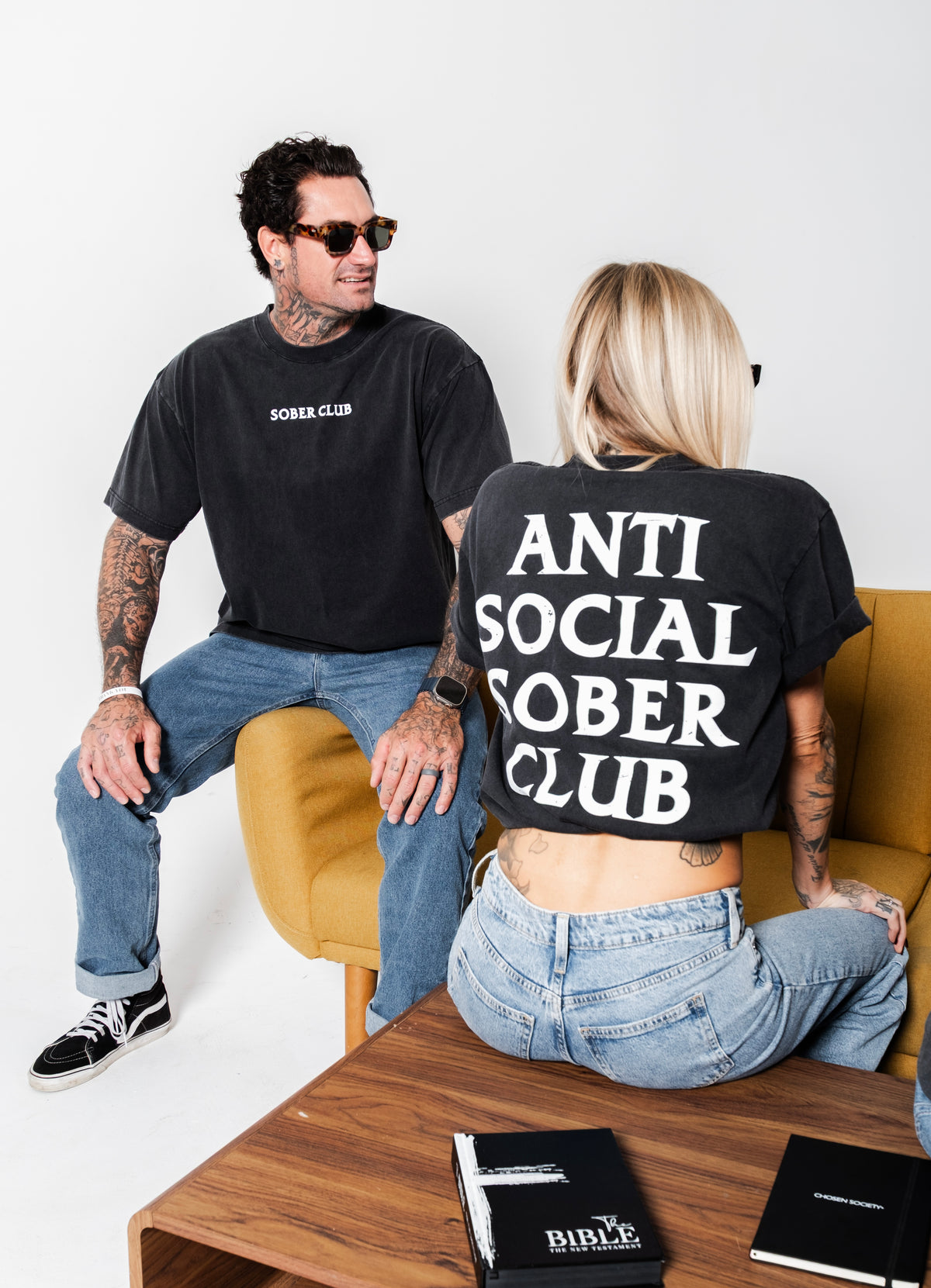 Anti Social Sober Tee-Vintage Black