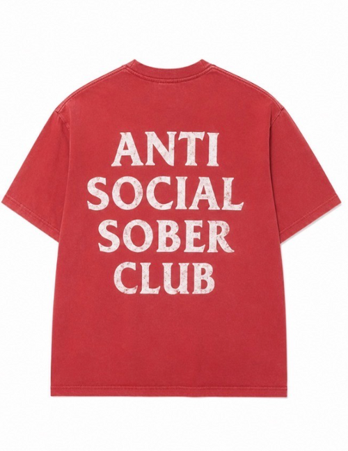 Anti Social Sober Tee-Vintage Red