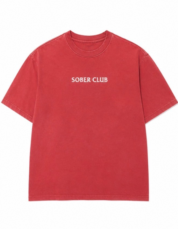 Anti Social Sober Tee-Vintage Red